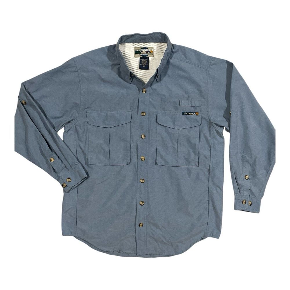 Exofficio Shirt Mens Sm Buzz Off Outdoor Long‎ Sleeve Vented Hiking Fishing Blue
